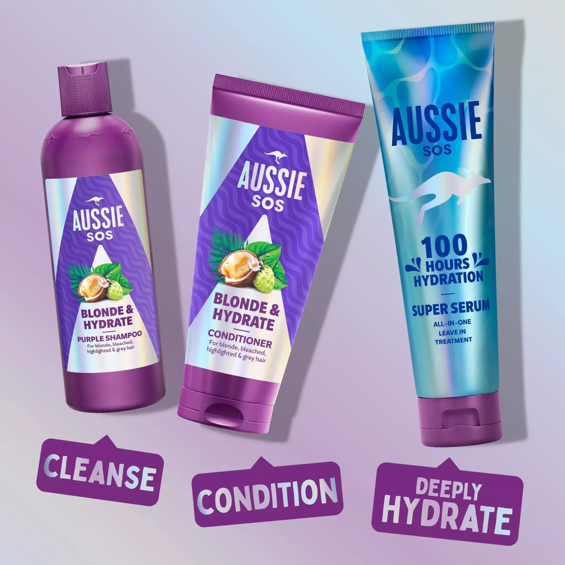 Aussie SOS Blonde & Hydrate Purple Shampoo 300 ml