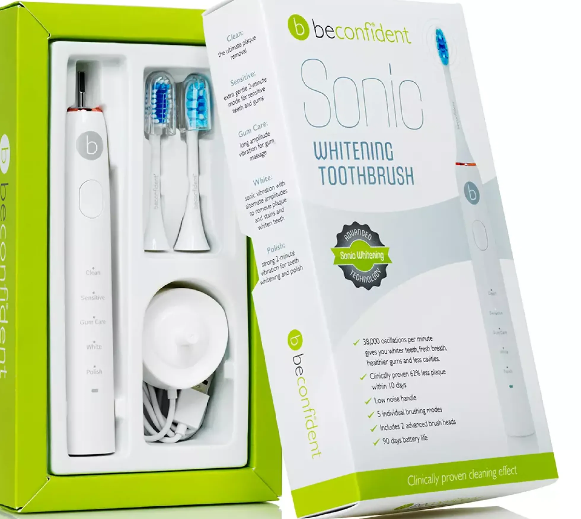 Beconfident Beconfident Sonic Whitening Toothbrush. White/rose gold