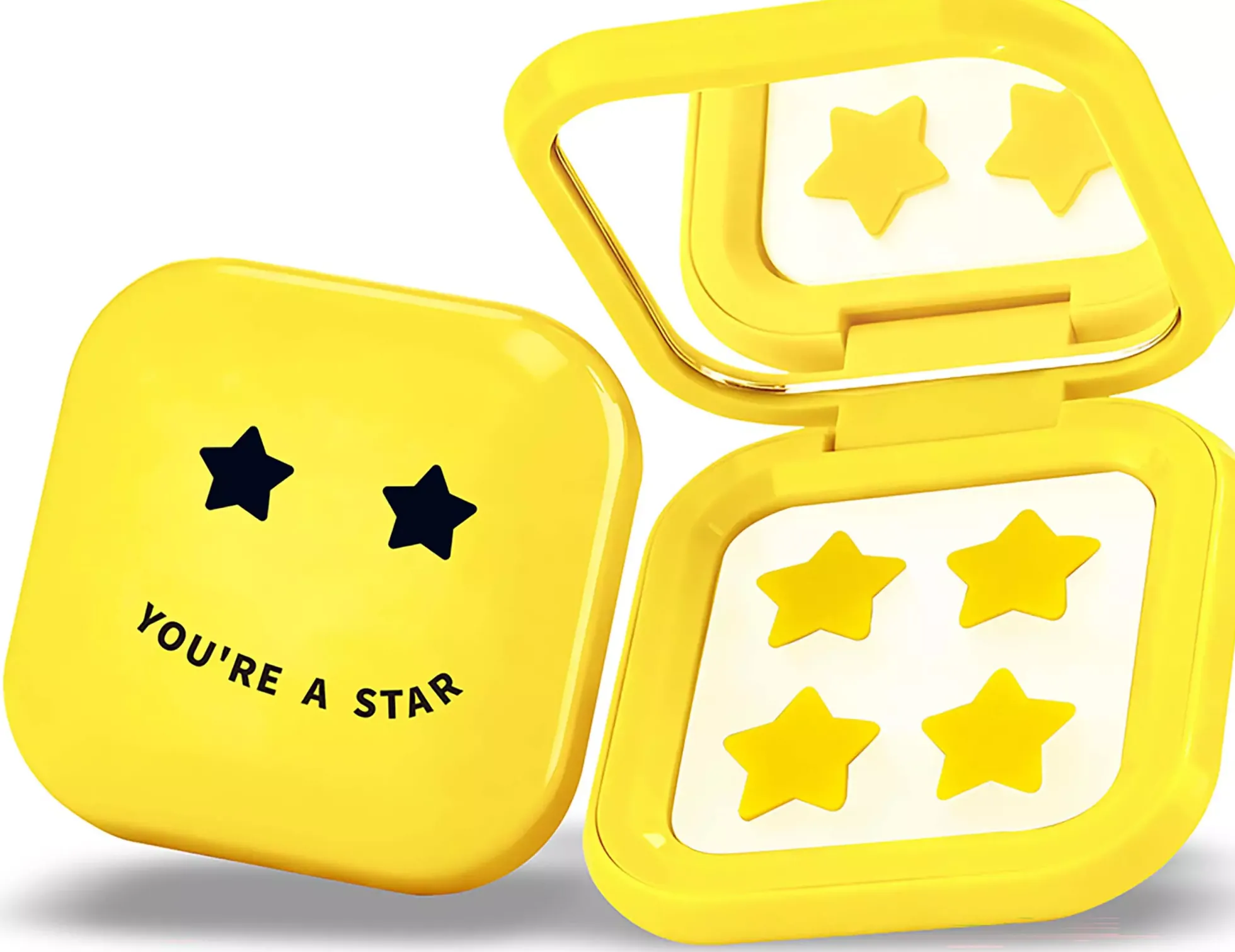 Biovène PIMPLE STAR PATCHES & MIRROR CASE Yellow Pimple Patches - Anti-Blemish Stars in portable mirror case, 32 patches 4 g