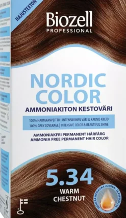 BiozellNordic Color Permanent Hair Color Warm Chestnut 5.34