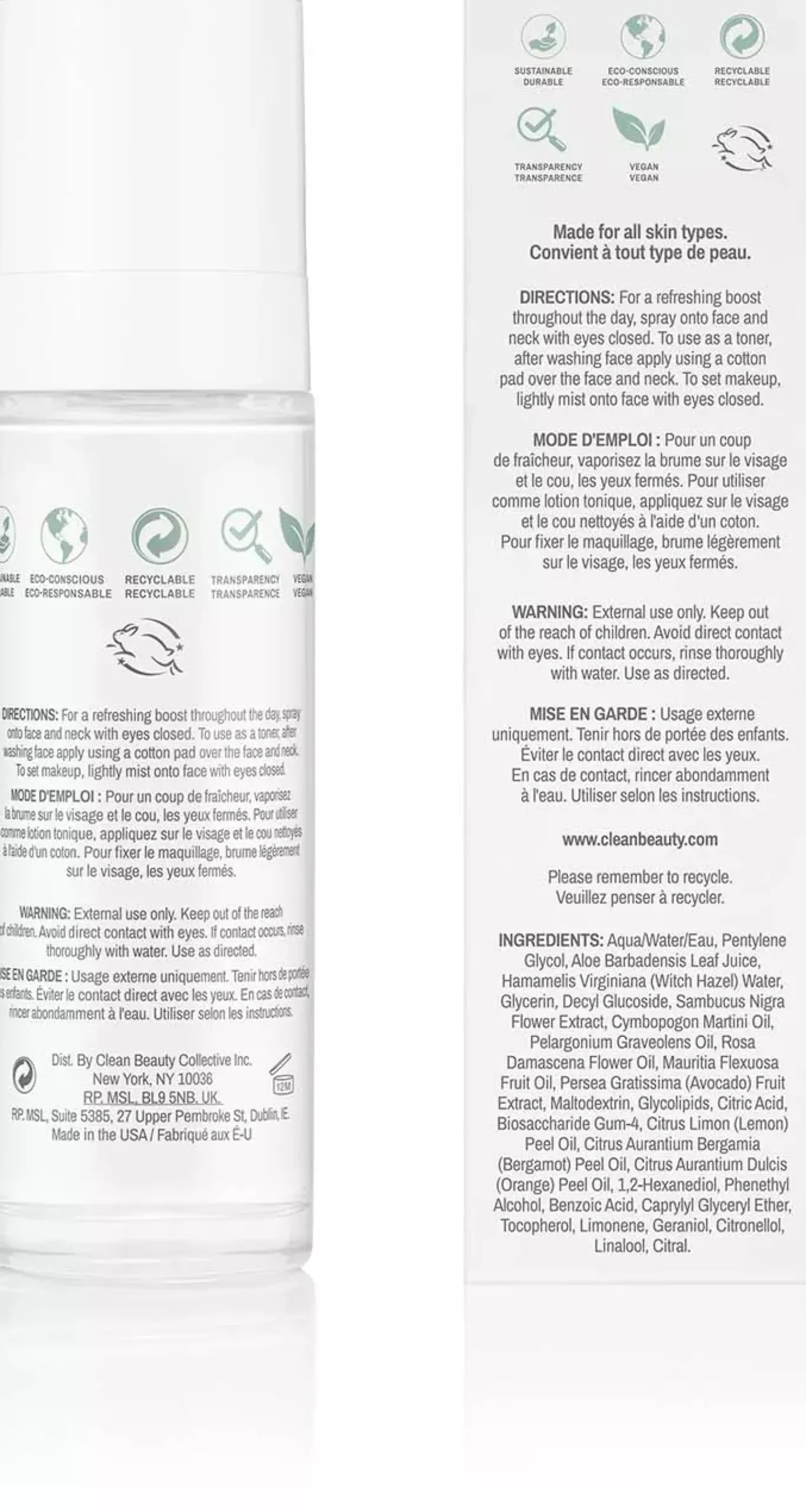 CLEANRESERVE Elderflower Face Mist 50 ml