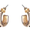 Dazzling Earring Col, Creols Two Lines, One Line W Crystals Gold