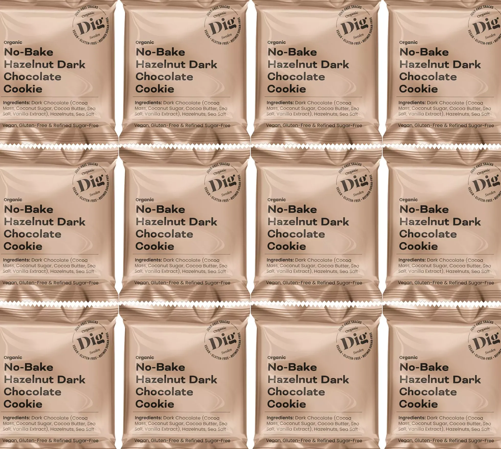 Dig Organic No-Bake Hazelnut Dark Chocolate Cookie 12 x 35g
