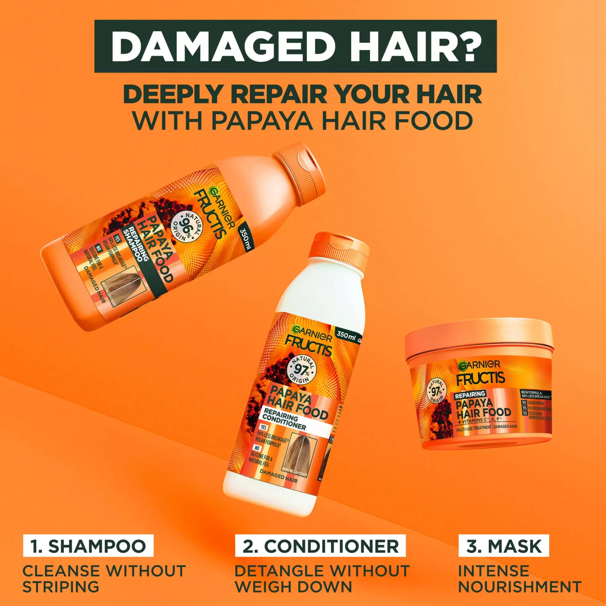GarnierFructis Papaya Hair Food Repairing Shampoo 350 ml