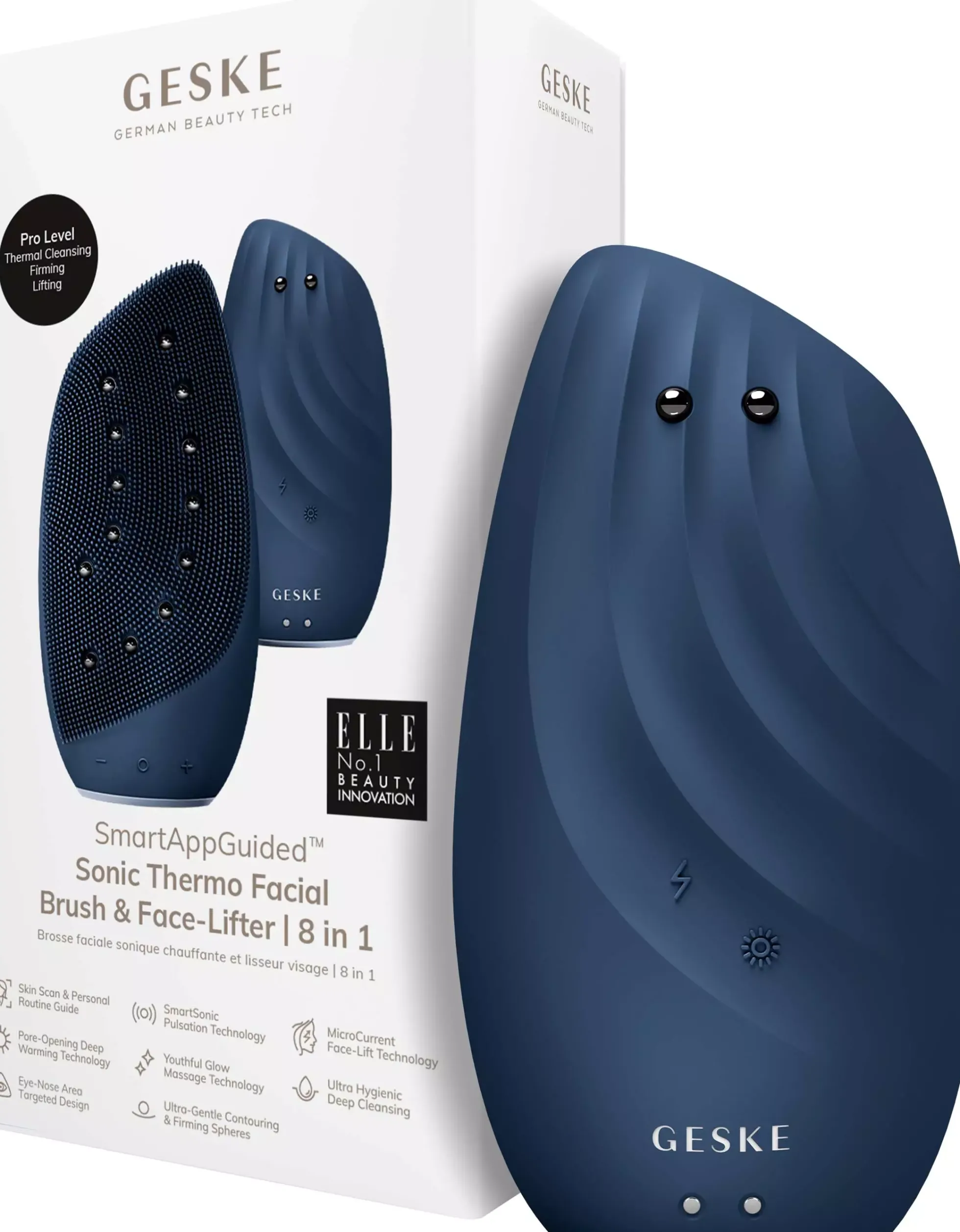 Geske8 in 1 Sonic Thermo Facial Brush & Face-Lifter Midnight