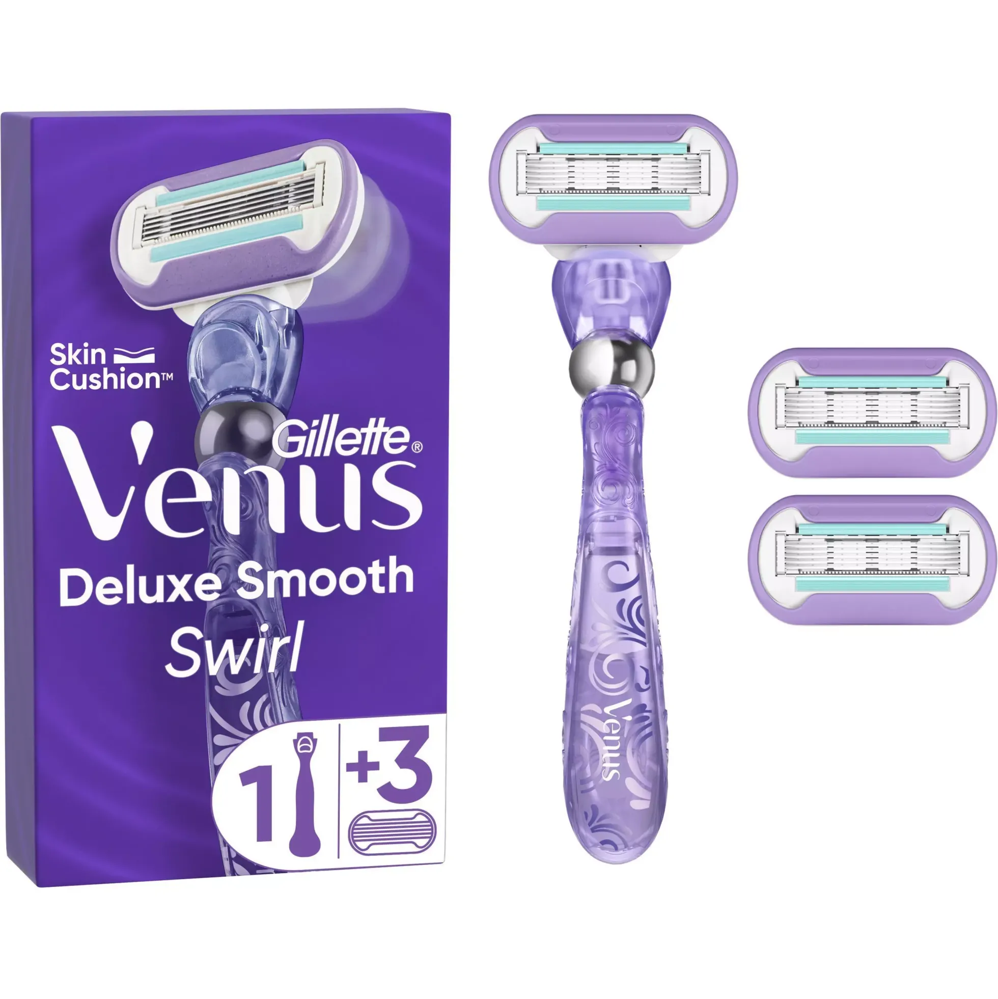 Gillette Venus Deluxe Smooth Swirl Razor 3 razor blade refills