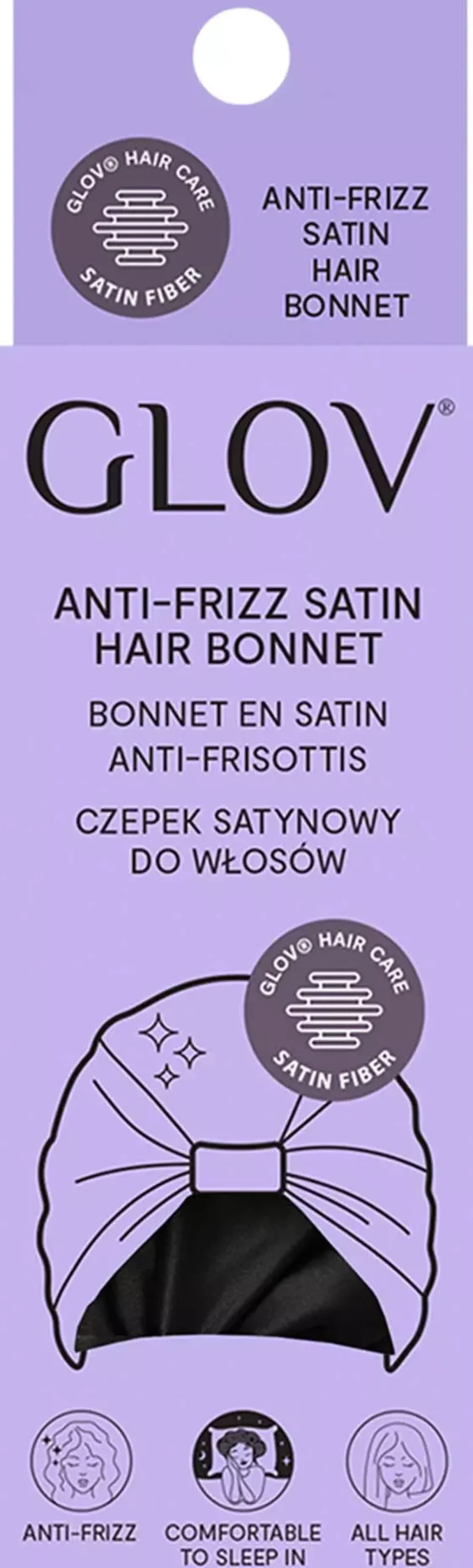 GLOV Anti-Frizz Satin Hair Bonnet Black