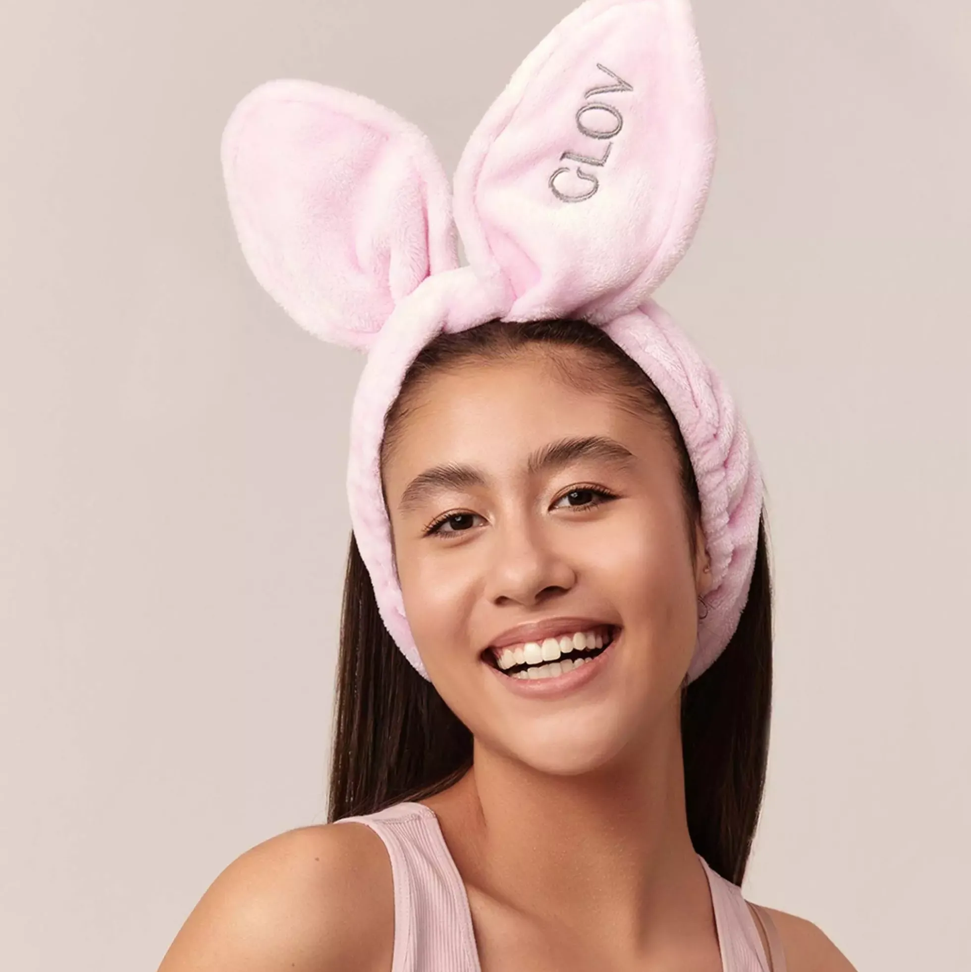 GLOV Bunny Ears Headband 2-In-1 Hair Protecting Headband And Hair Tie Pink