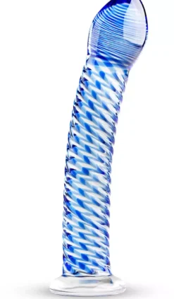 Gläs Blue Swirl Textured Sensual Glass Dildo