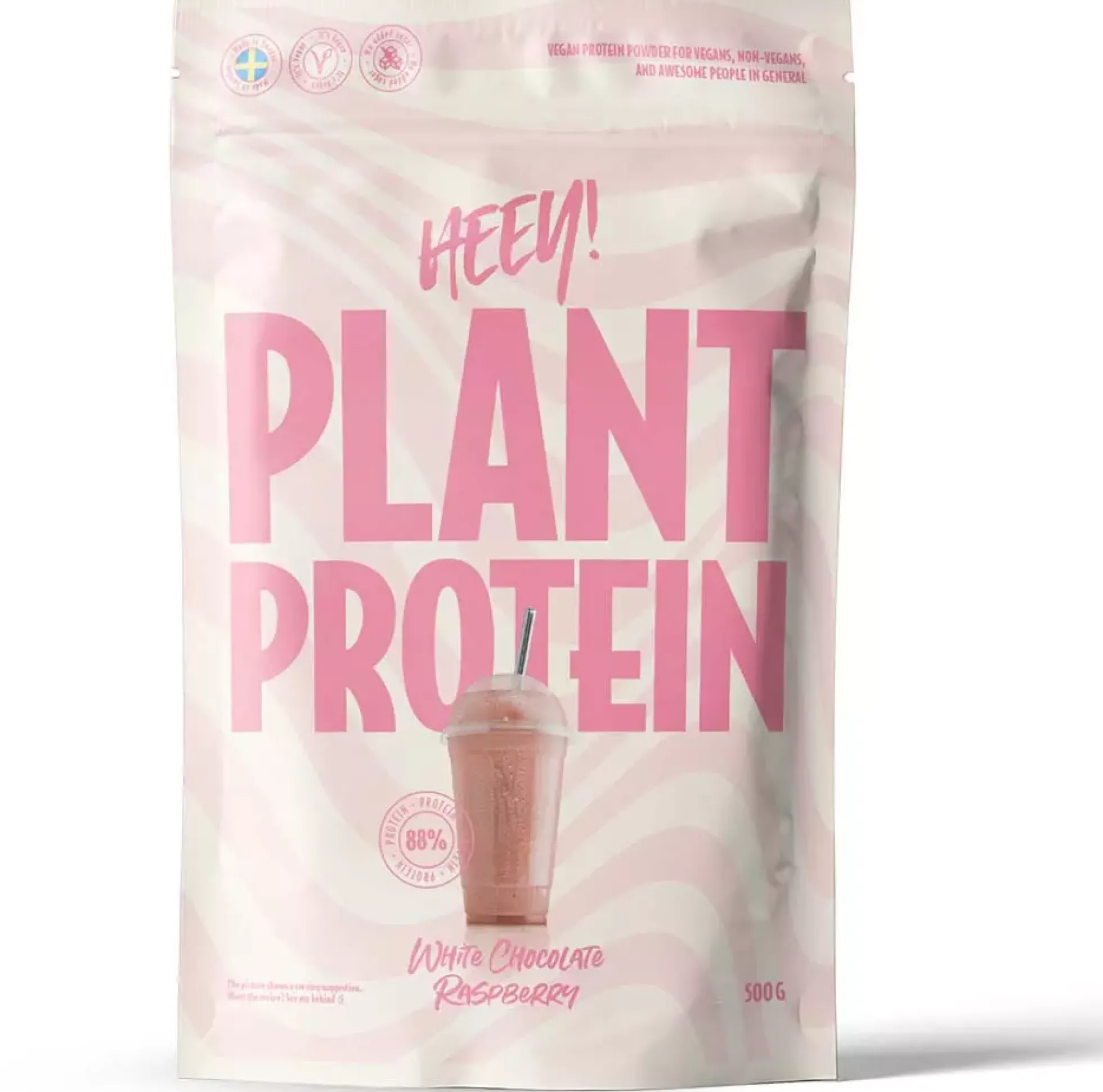 Heey! Veganskt Protein Vit Choklad & Hallon 500 g
