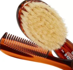 Kent Brushes Soft Natural Bristle Baby Brush and Comb Set