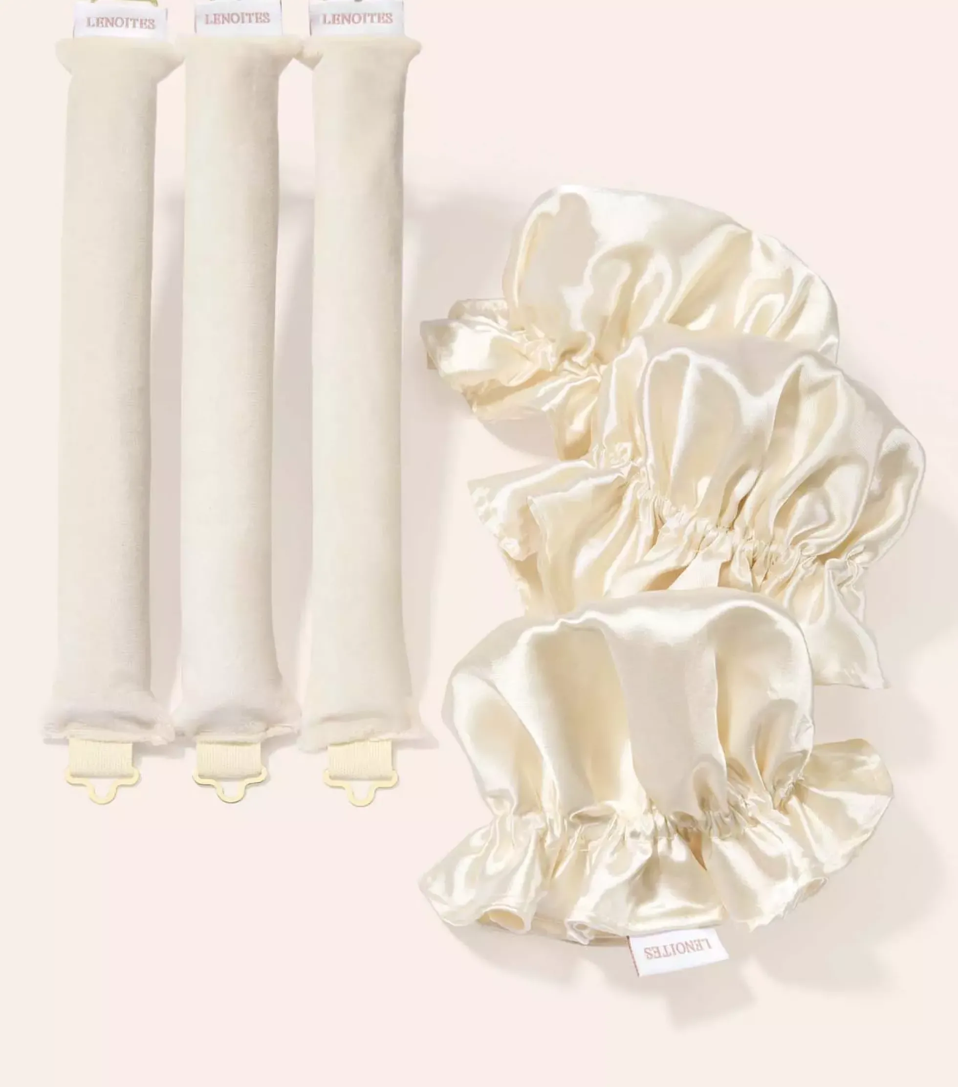 Lenoites Heatless Curling Rods with Caps 3-Pack Set Golden Sand