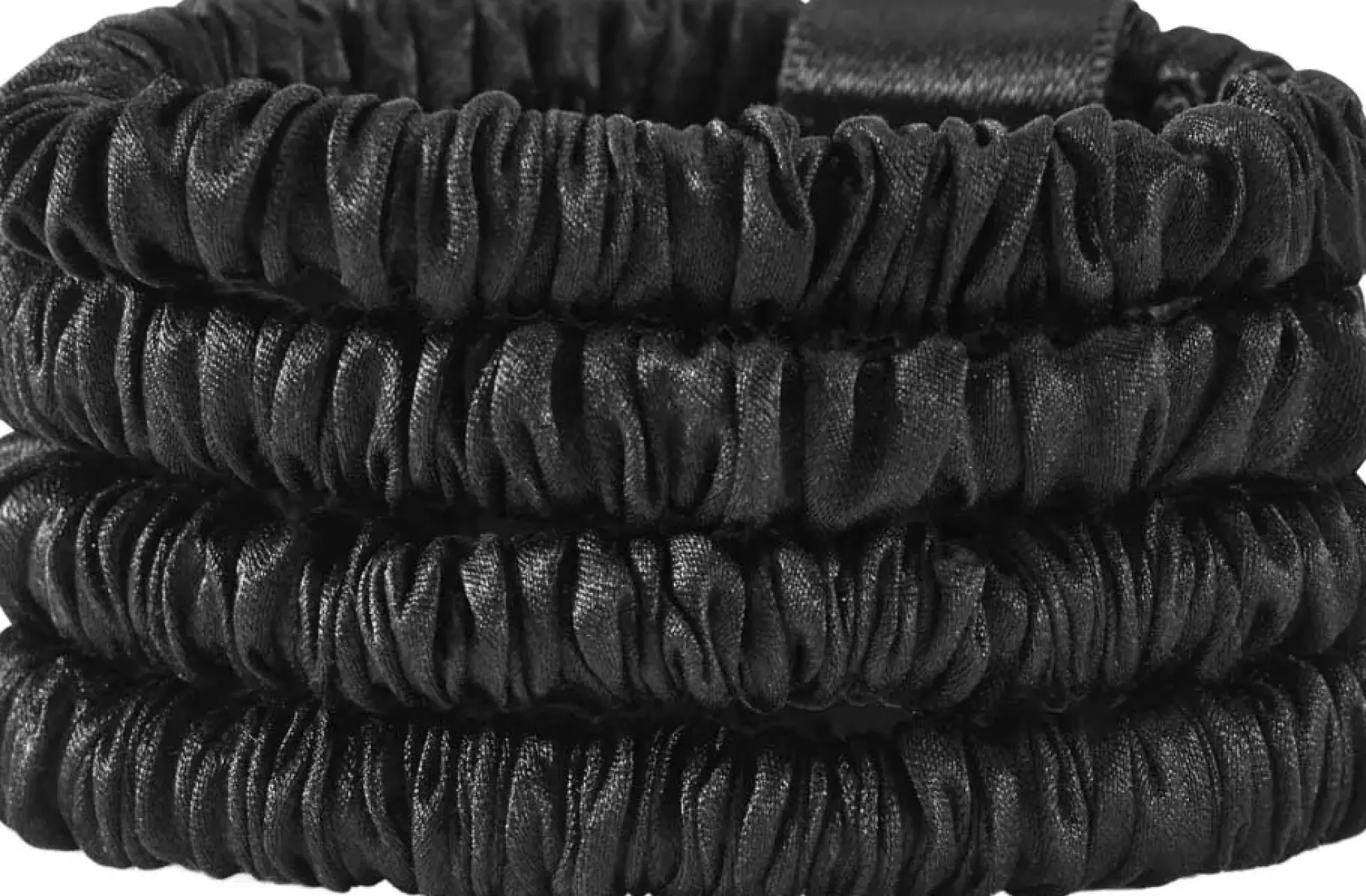 Lenoites Mulberry Silk Skinny Scrunchies Black
