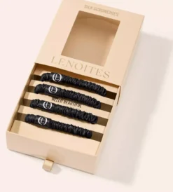 Lenoites Mulberry Silk Skinny Scrunchies Black