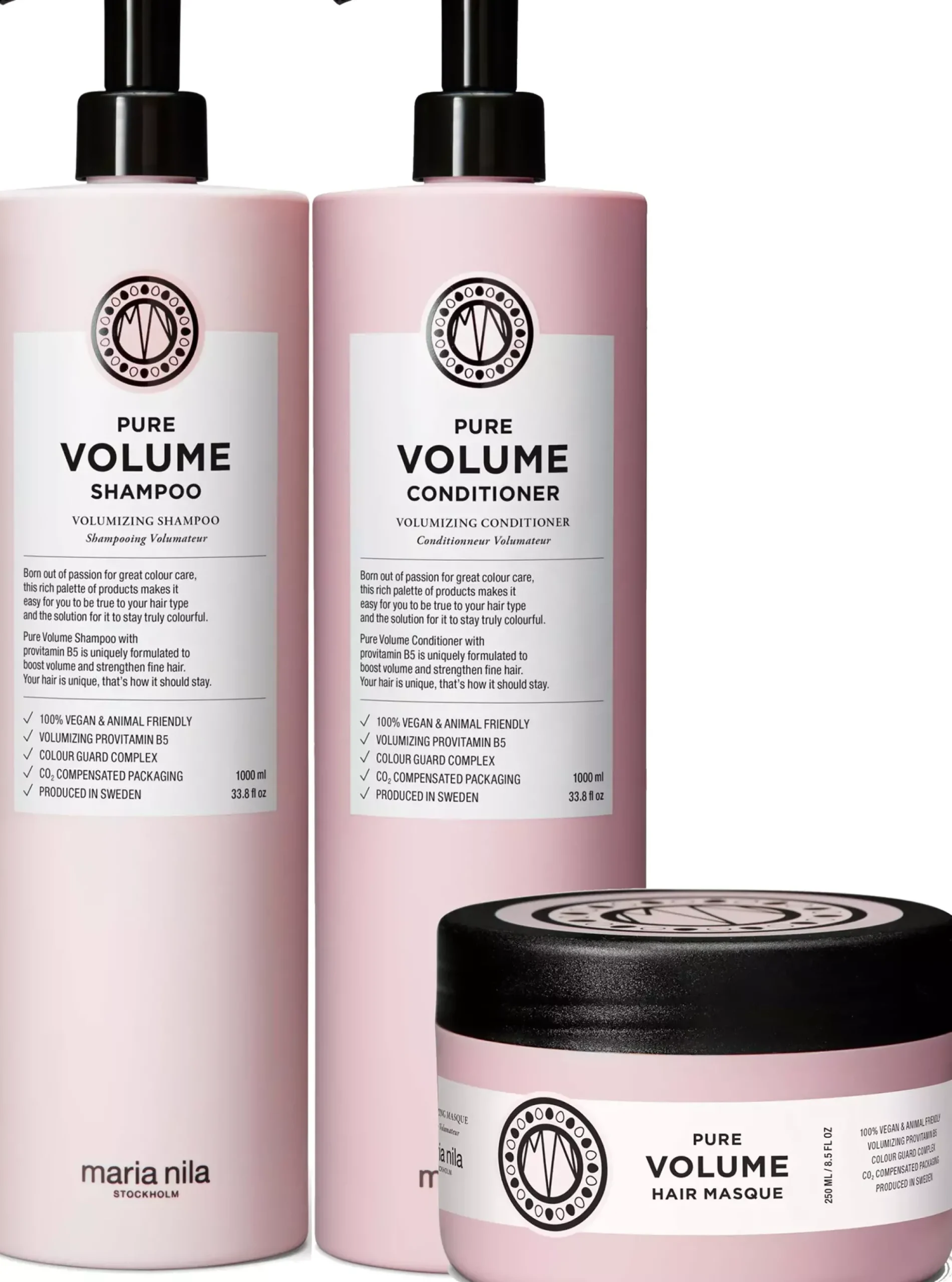 maria nilaPure Volume Bundle Shampoo 1000 ml & Conditioner 1000 ml & Masque 250 ml