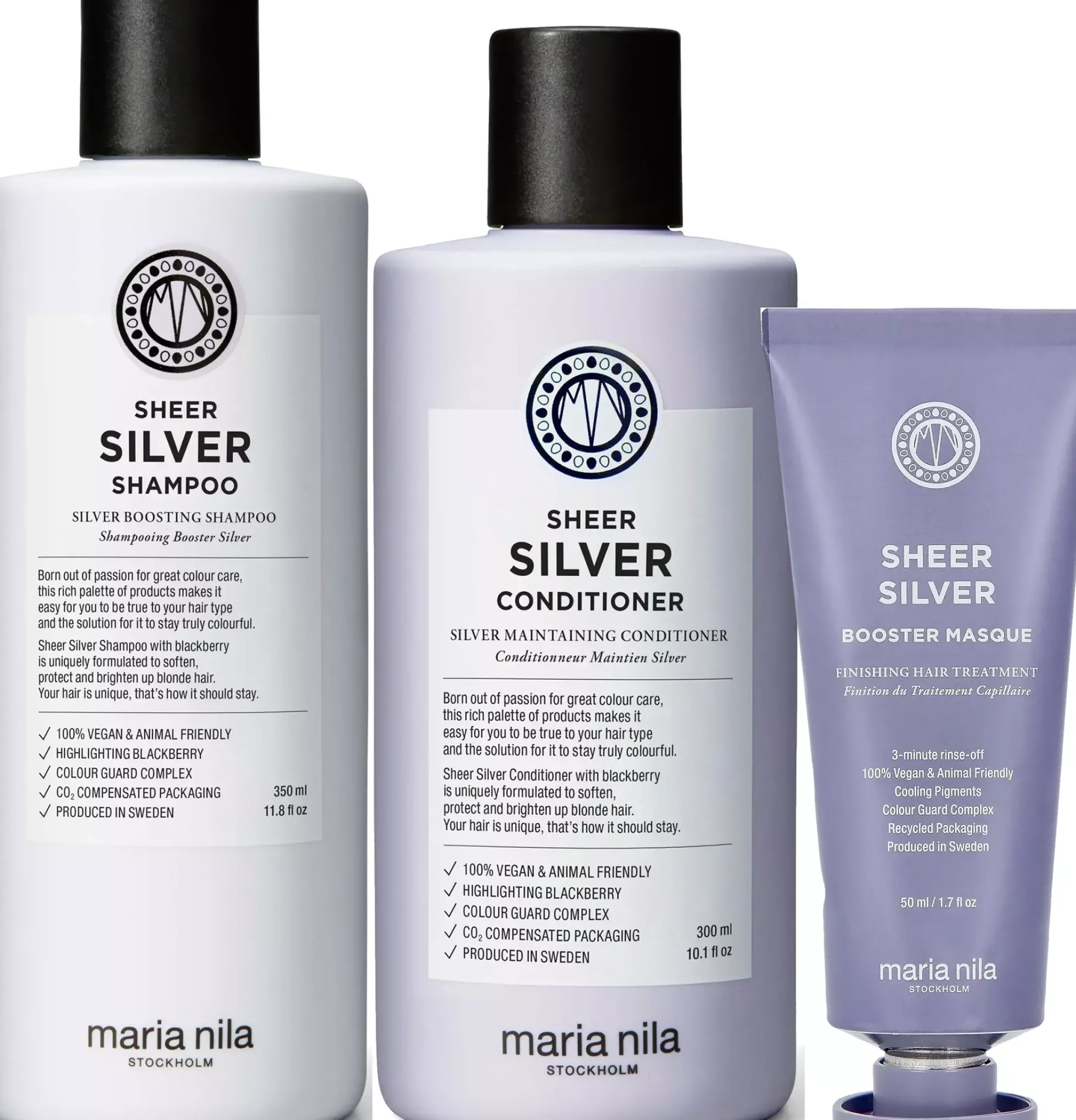maria nilaSheer Silver Bundle Shampoo 350 ml & Conditioner 300 ml & Masque 50 ml