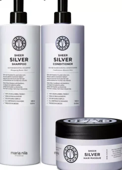 maria nilaSheer Silver Bundle Shampoo 1000 ml & Conditioner 1000 ml & Masque 250 ml