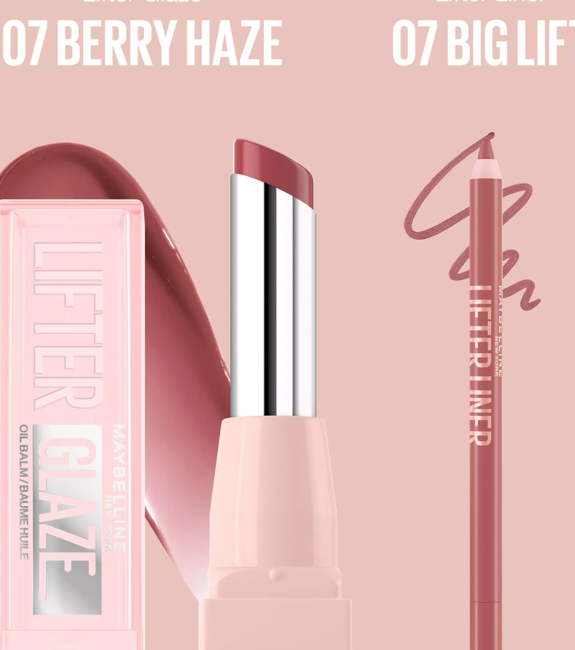 Maybelline New York Lifter Lip Bundle Liner 05 On It + Glaze Lip Balm 02 Pink Drip