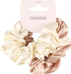 Mineas Scrunchie satin 2 pcs Cream/beige