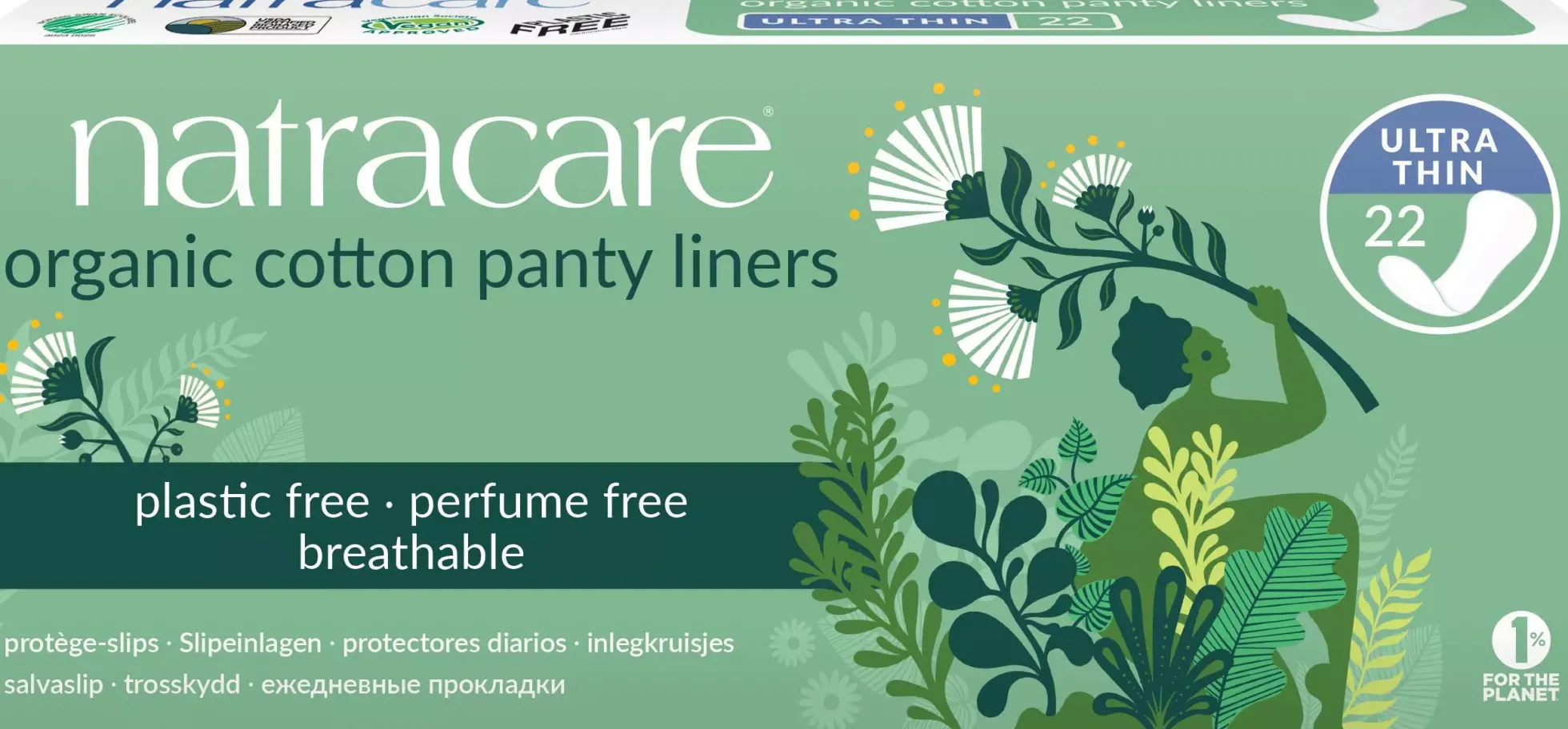 Natracare Panty Organic Cotton Panty Liners Ultra Thin 22 pcs