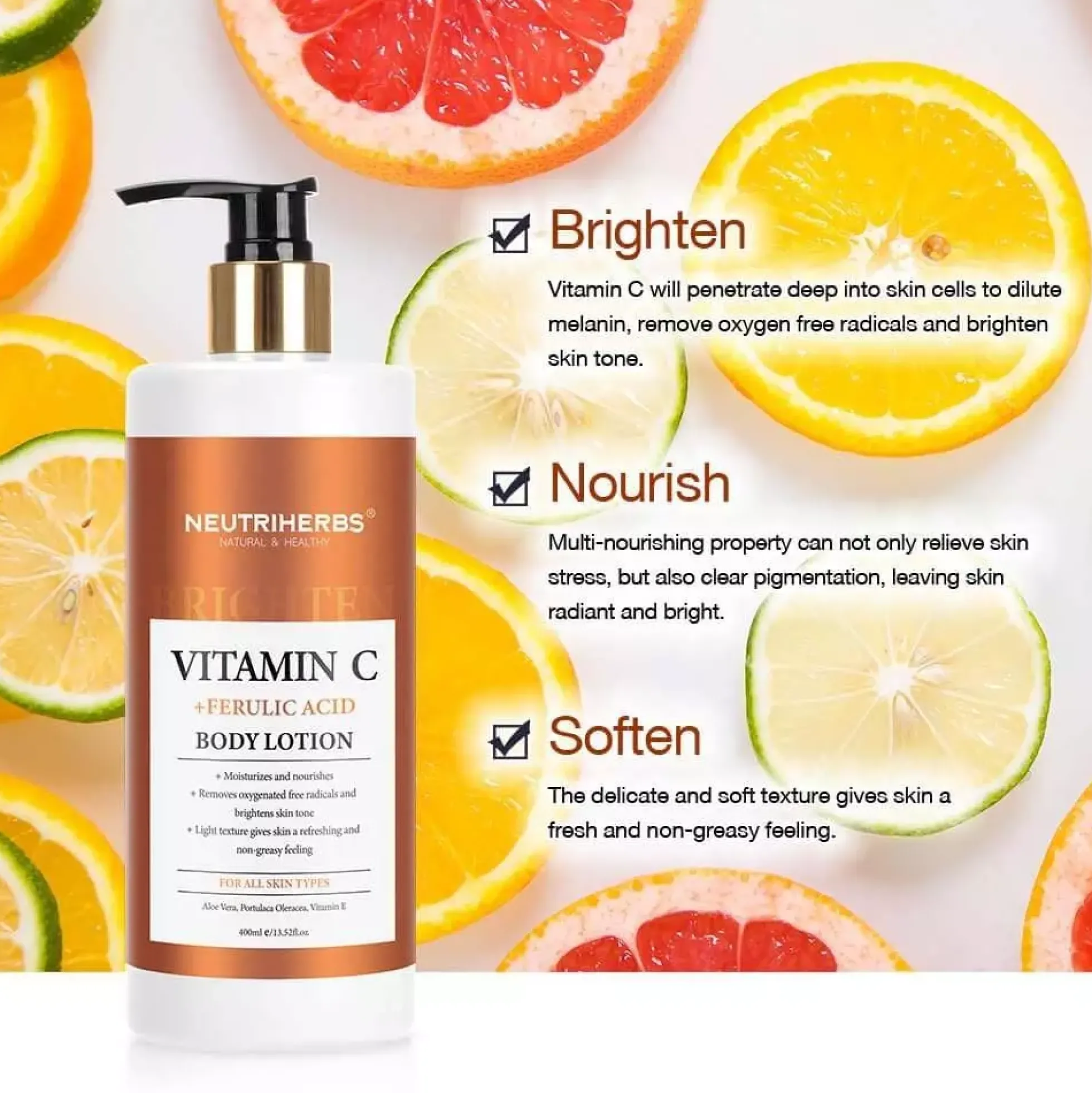Neutriherbs Body Lotion Vitamin C, Whitening & Brightening 400 ml