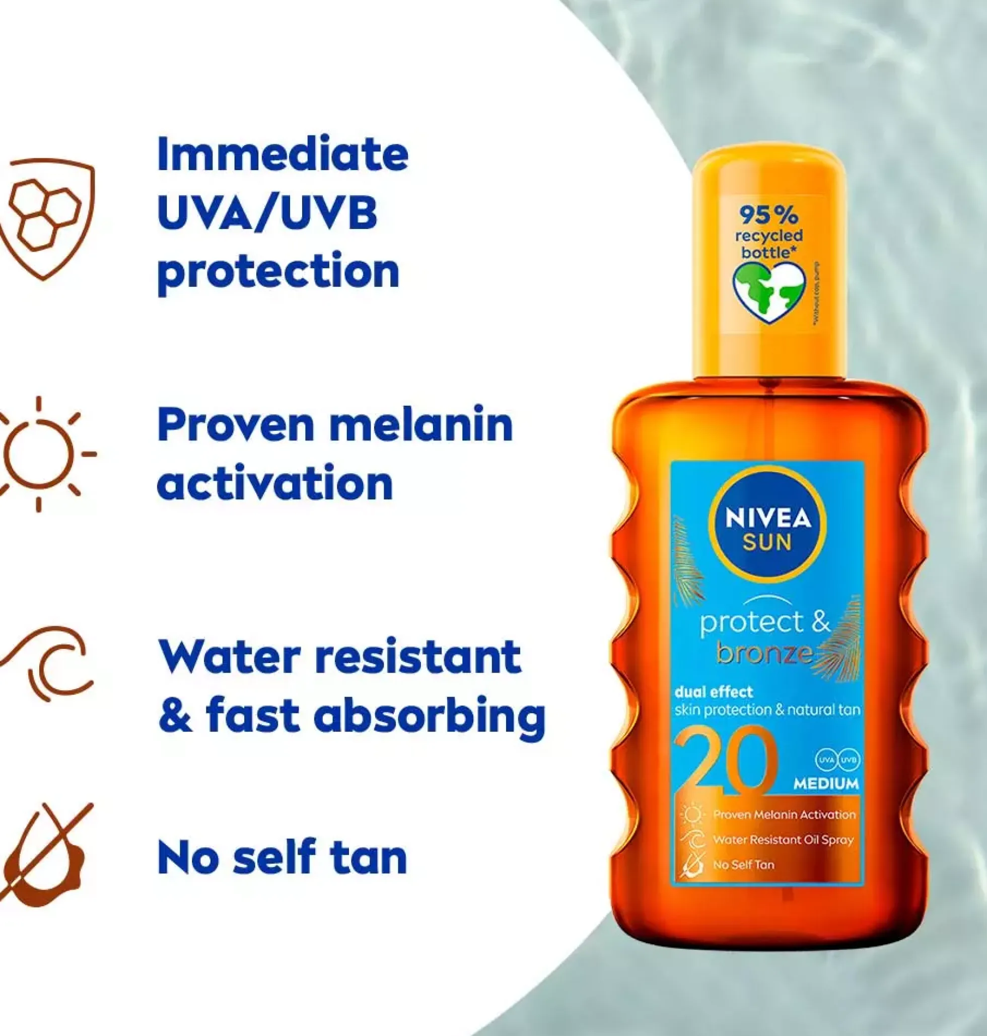 NIVEASUN Protect & Bronze Oil Spray SPF20 200 ml