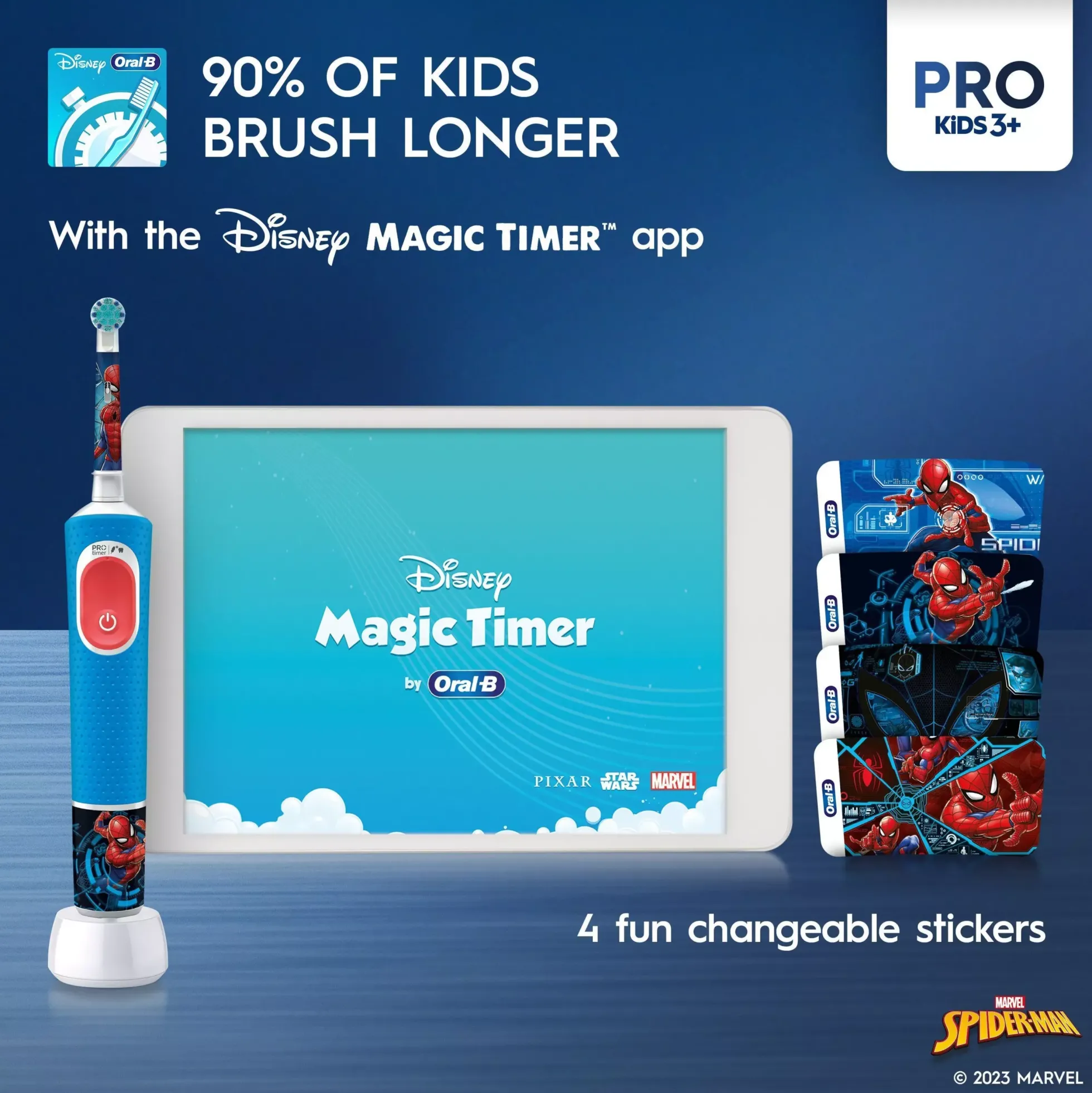 Oral B Pro Kids Electric Toothbrush 2 Brush heads Marvel Spider-Man