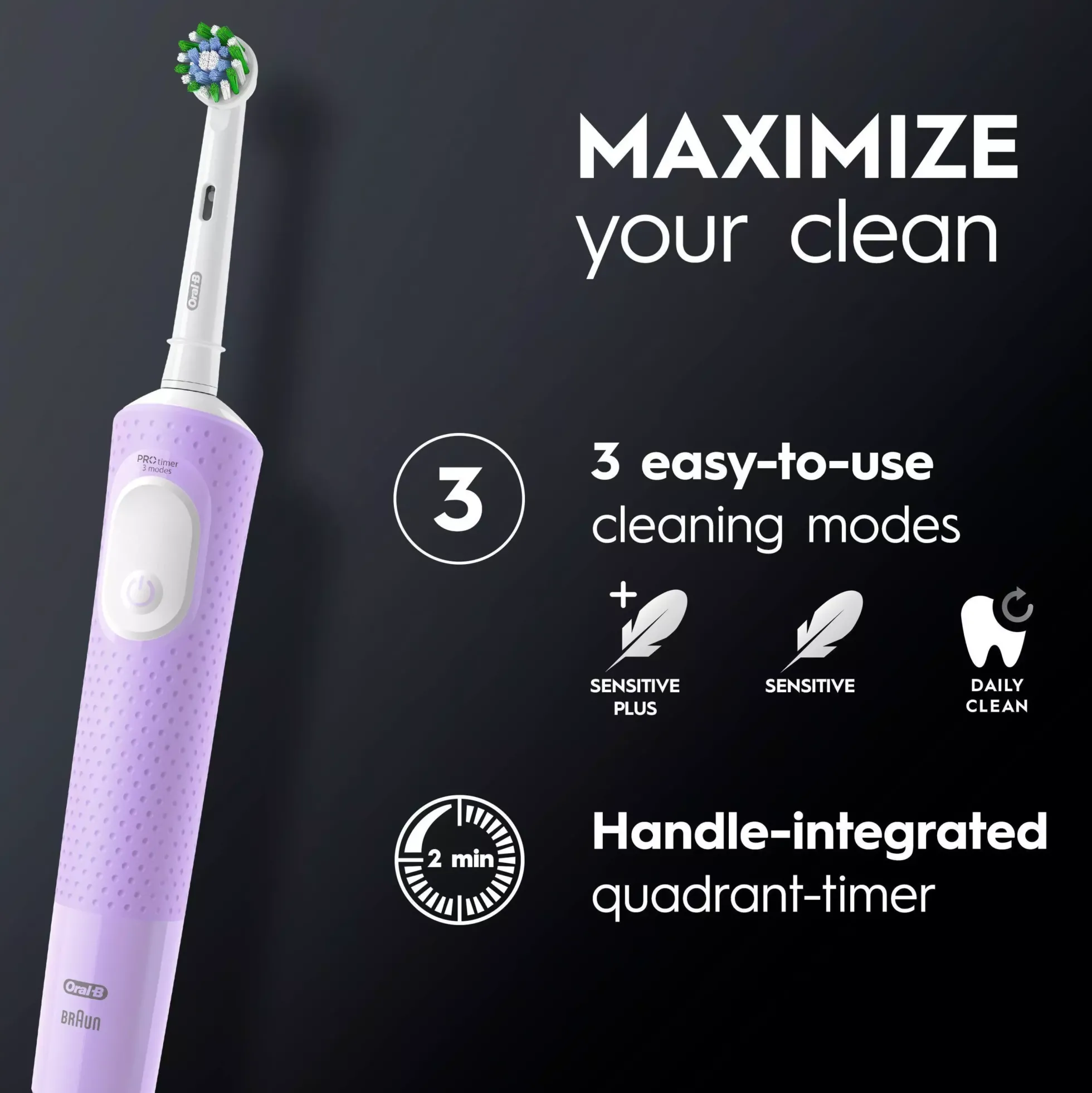 Oral B Vitality Pro Electric Toothbrush 2 Brush heads Purple