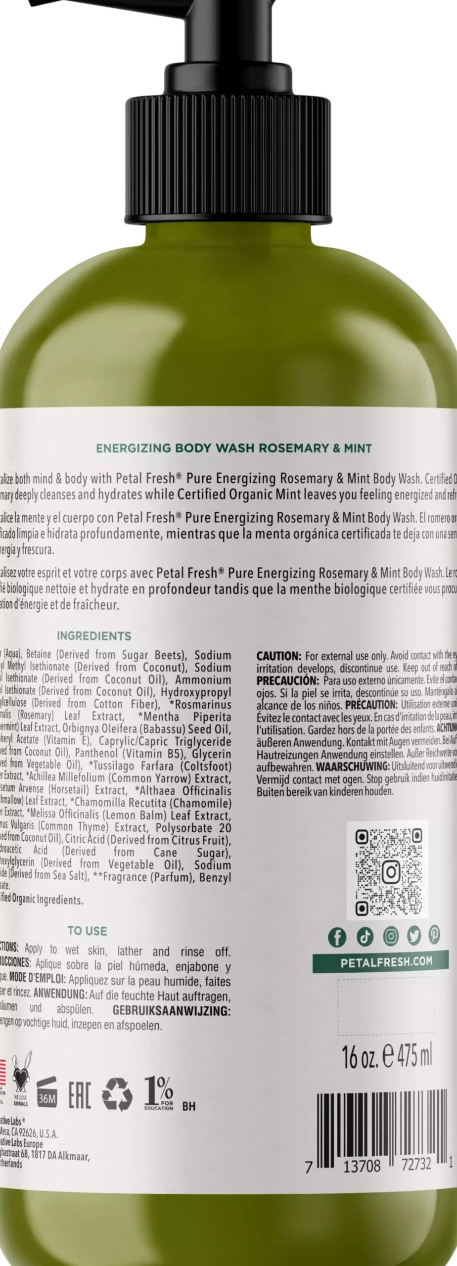 Petal FreshPure Rosemary & Mint Body Wash 473 ml