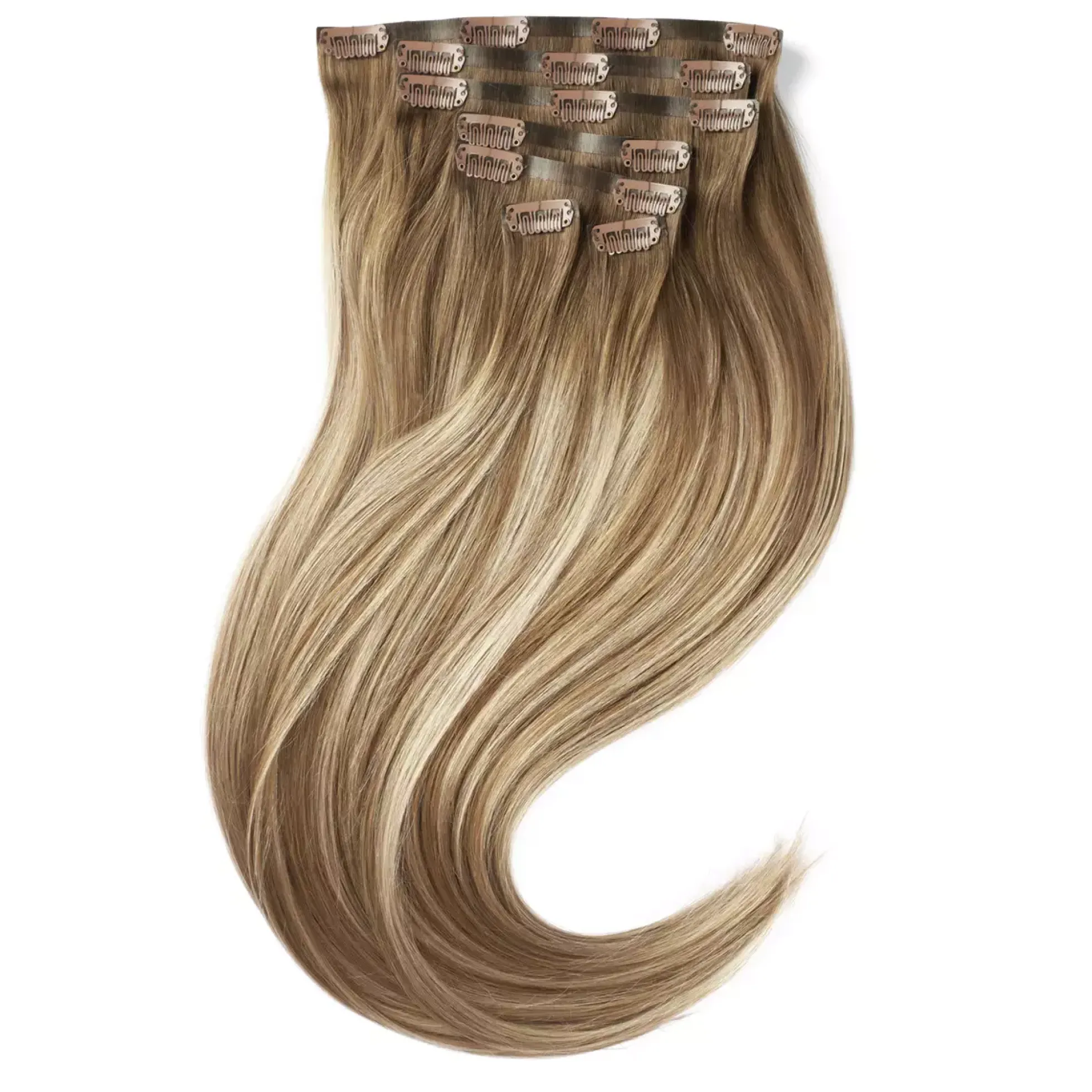 Rapunzel of Sweden Invisible Clip-ins Straight / Medium Volume / 7 pieces 50 cm Brown Ash Blonde Balayage B5.1/7.3
