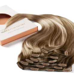 Rapunzel of Sweden Invisible Clip-ins Straight / Medium Volume / 7 pieces 50 cm Brown Ash Blonde Balayage B5.1/7.3