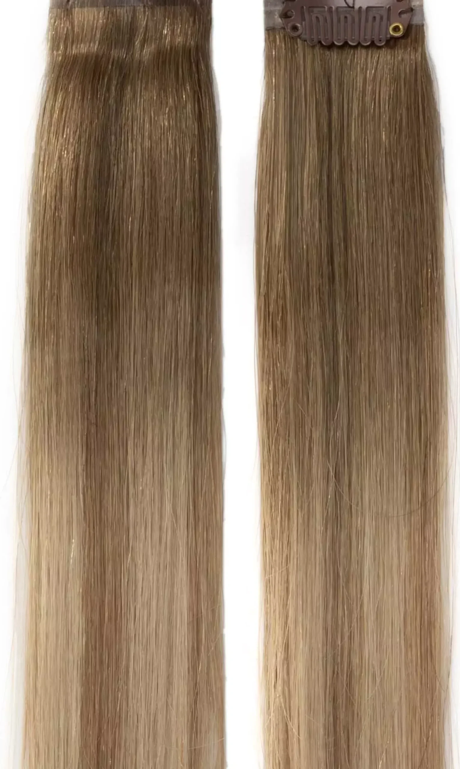 Rapunzel of Sweden Single Invisible Clip-ins Straight / 2 pieces 40 cm Brown Ash Blonde Balayage B5.1/7.3
