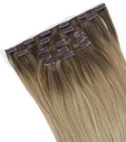 Rapunzel of Sweden Vegan Clip-ins Straight / Medium Volume / 5 pieces 50 cm Dark Ashy Blonde Balayage B2.6/10.7