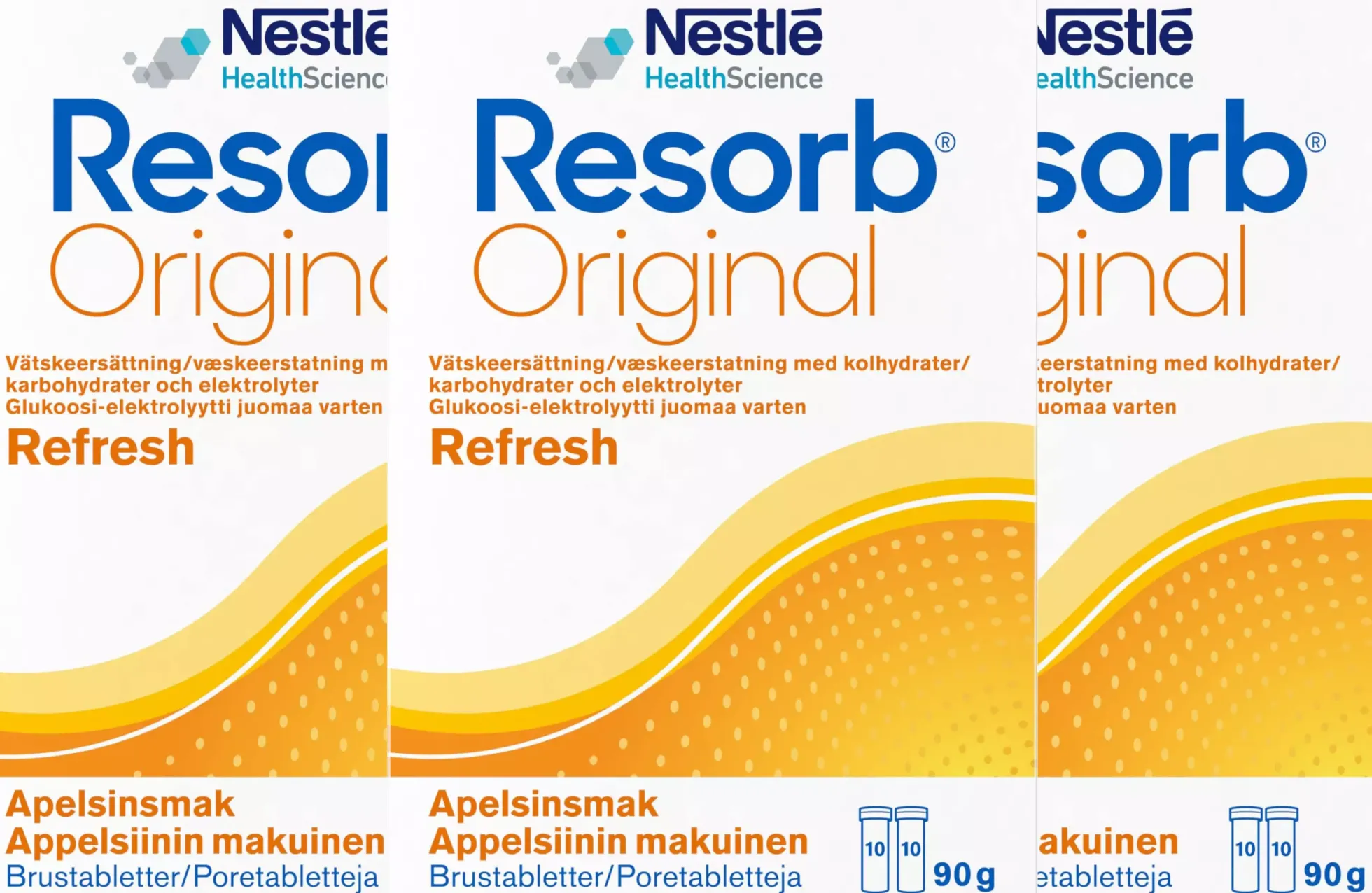Resorb Vätskeersättning med Apelsinsmak 90g x3