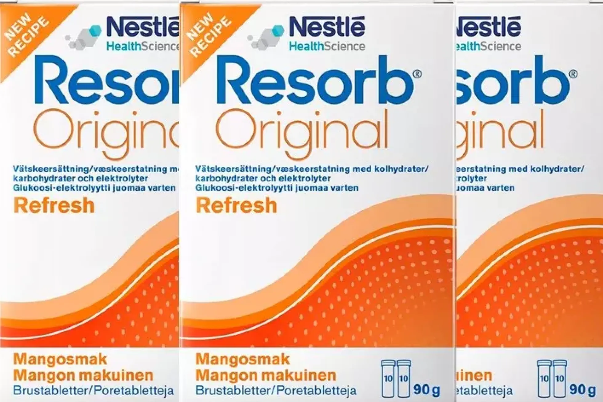 Resorb Vätskeersättning Sötad med Steviolglykosider med Mangosmak 90g x3