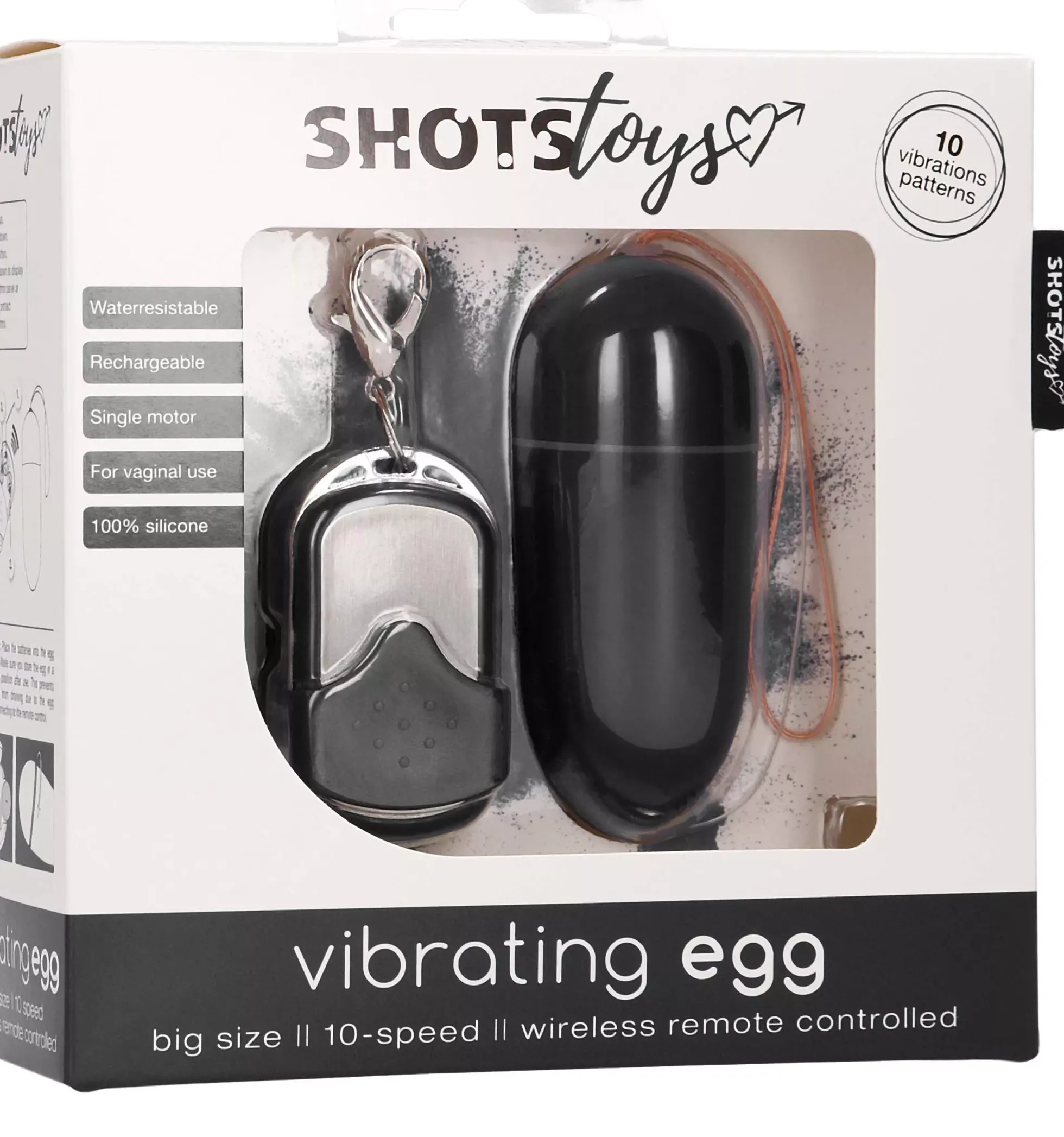 ShotsShots Toys 10 Speed Remote Vibrating Egg Big Black