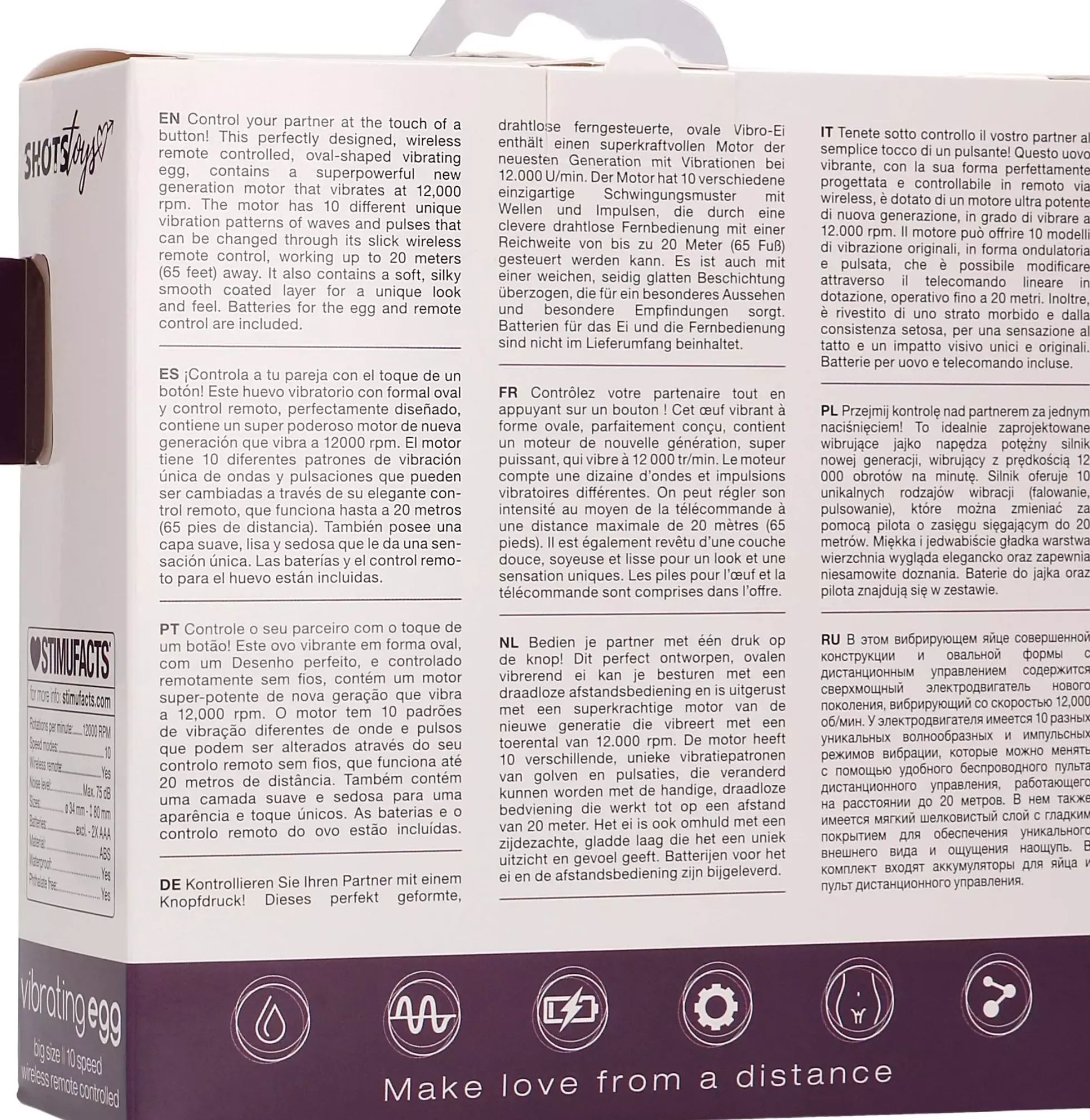 ShotsShots Toys 10 Speed Remote Vibrating Egg Big Purple