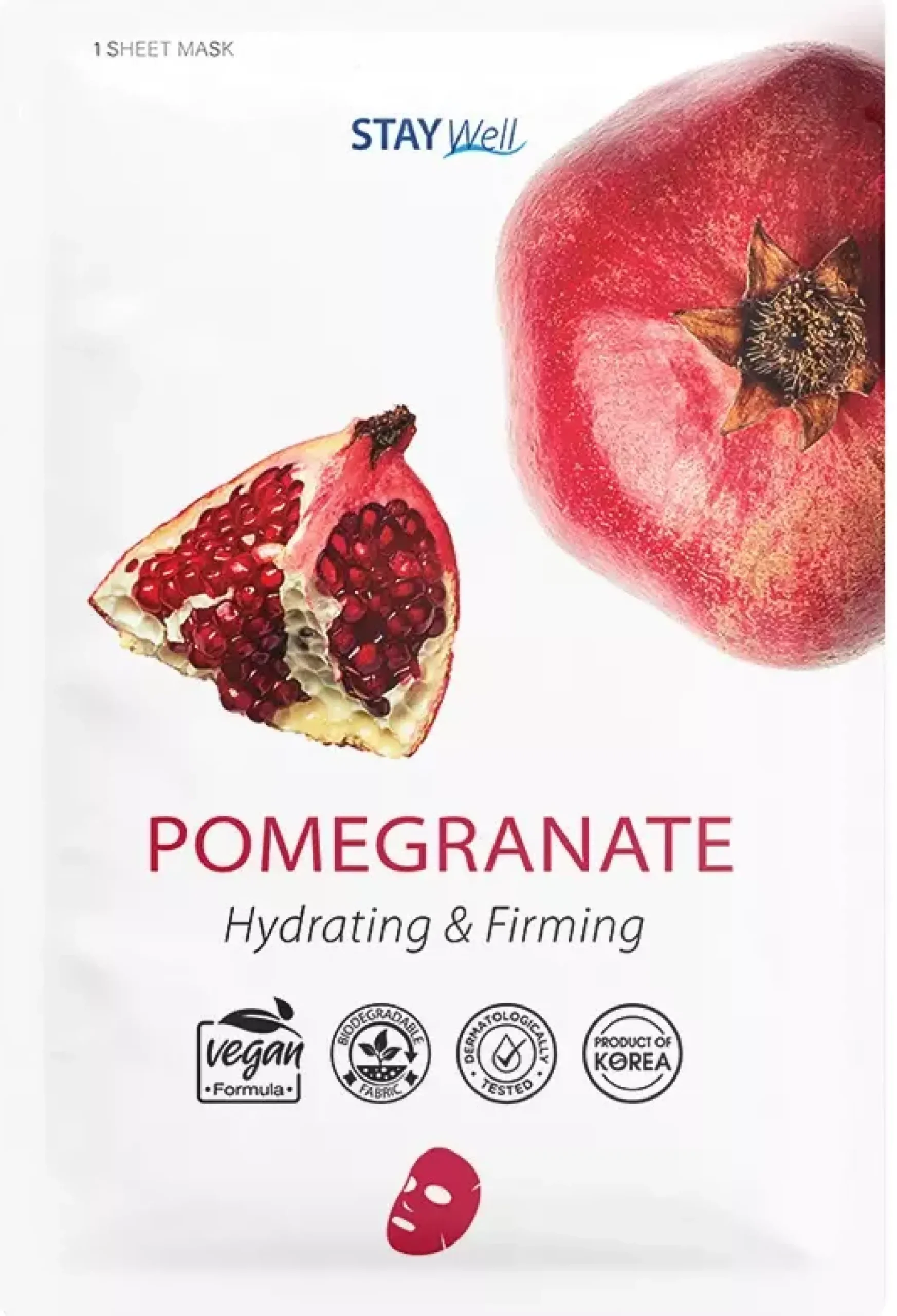 Stay Well Vegan Sheet Mask - Pomegranate 20 g