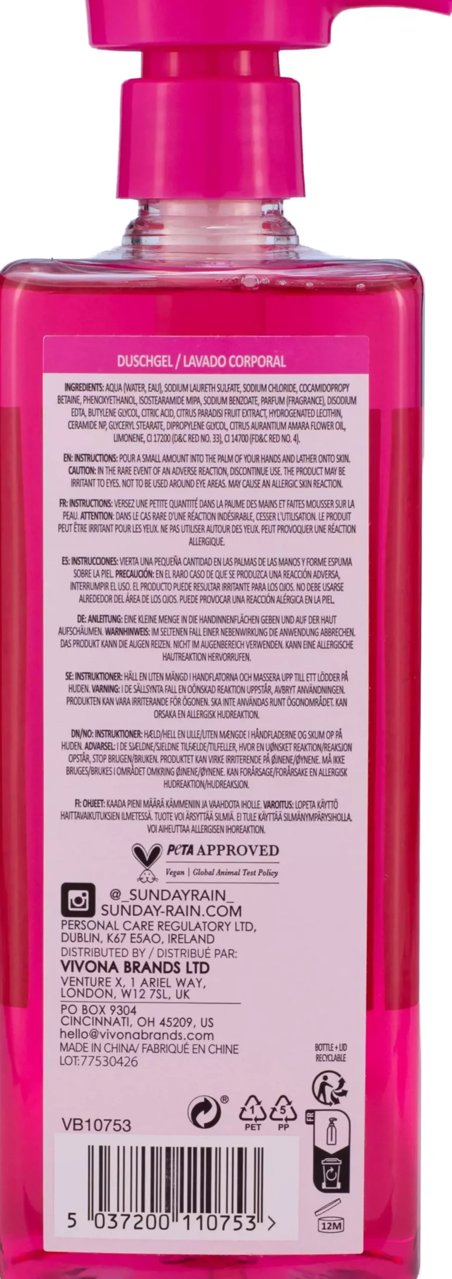 Sunday Rain Pink Grapefruit & Sea Salt Body Wash 450 ml