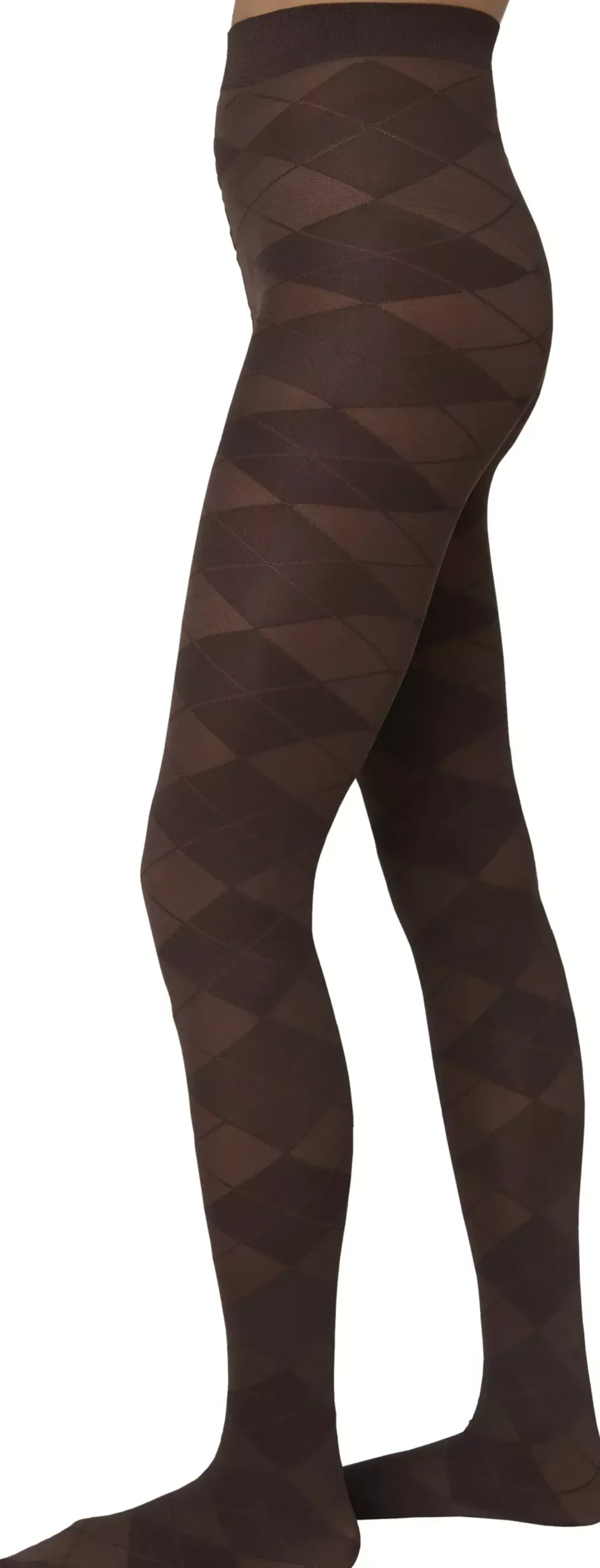 Swedish Stockings Rebecka Argyle Tights Dark Brown M