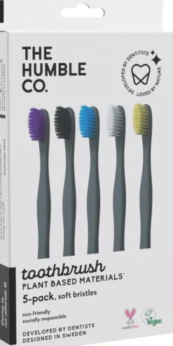 The Humble Co. Plant-based Toothbrush 5-pack Soft Mixed Colors