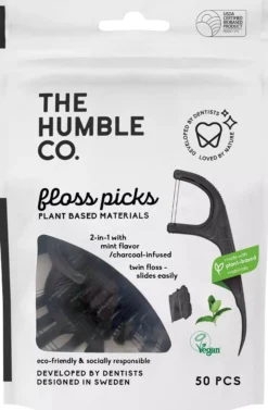 The Humble Co. Twin-Floss Picks 50 pcs Charcoal