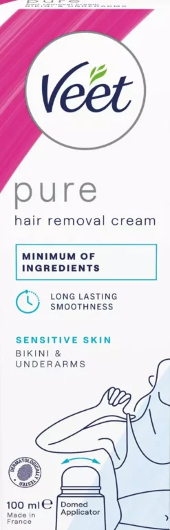Veet Pure Hair Removal Cream Sensitive Skin Bikini & Underarms 100 ml
